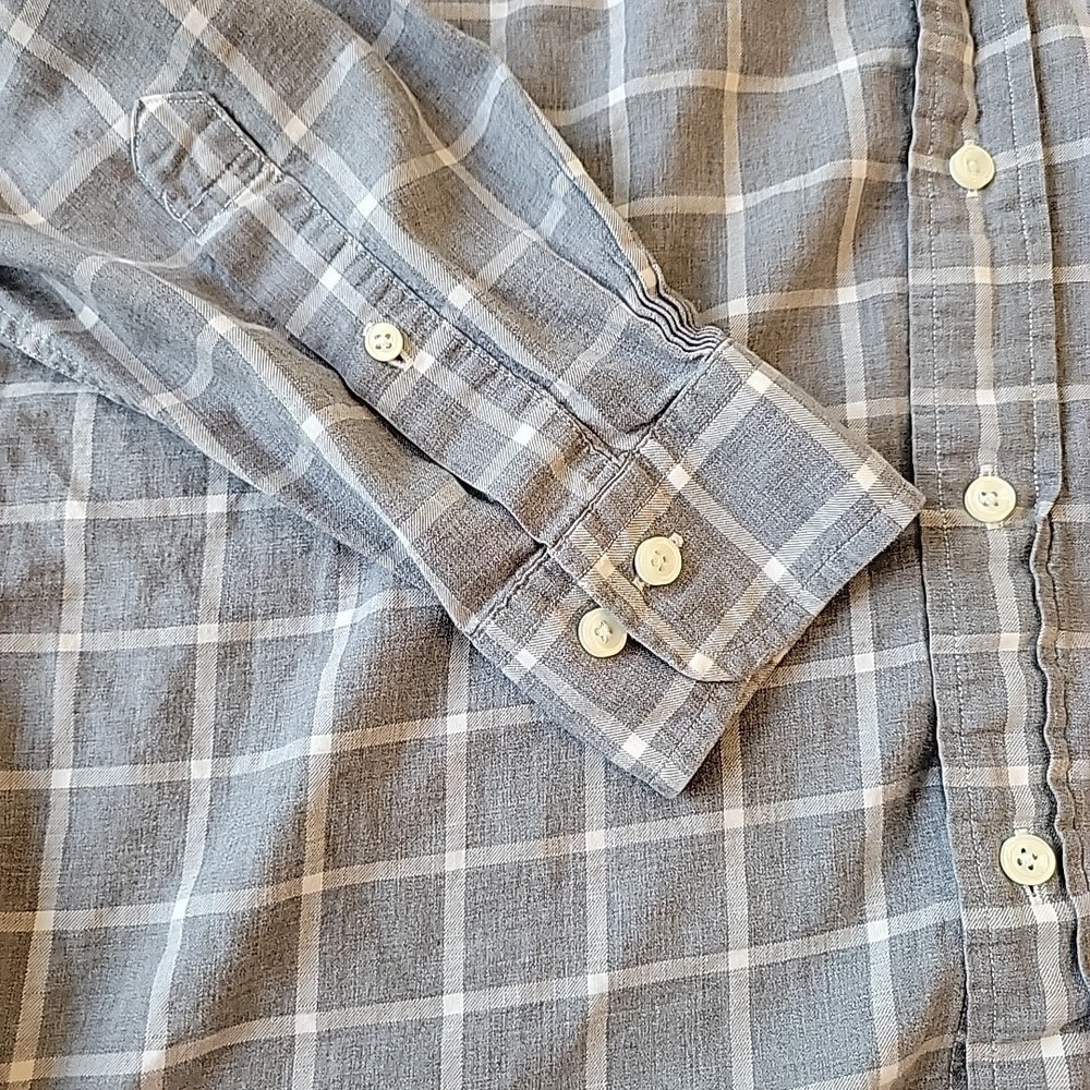 Brooks Brothers Shirt Mens Medium Regent Gray Windowpane Button Down Long Sleeve - Picture 5 of 9